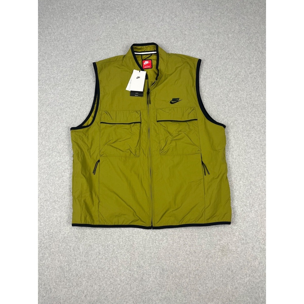 Nike Tech Woven Vest Mens L Green Loose Repel UV Full Zip Lightweight FZ0748-307